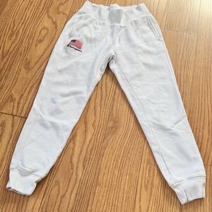 CHAMPION sweatpants mens size small white logo American Flag  ankle lenght